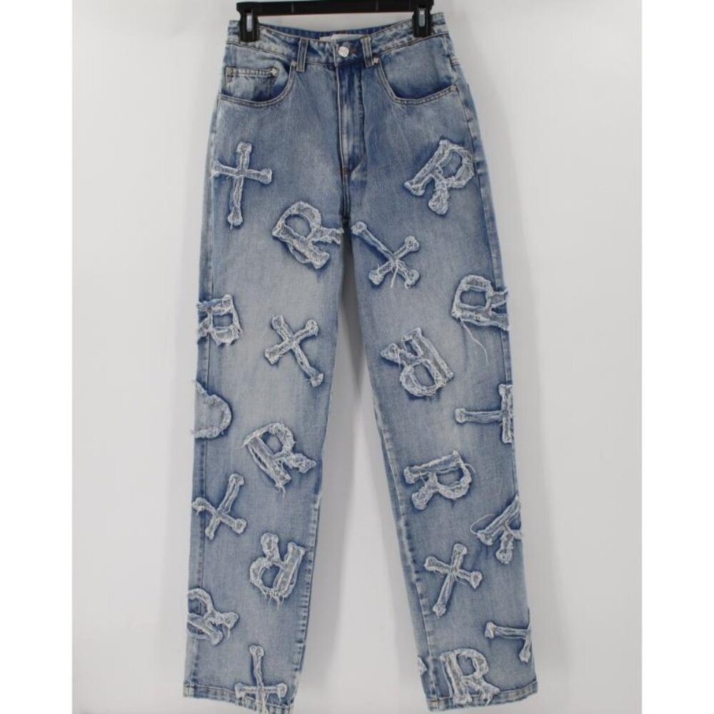 Racer worldwide jeans Women's 26 L32.5 Washed Ice Patch denim cotton streetwear